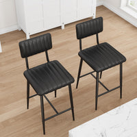Ensemble de 2 tabourets de bar Garvee, en cuir PU, rembourrage épais, pieds en métal, dossier et repose-pieds, idéal pour îlot de cuisine, 65 cm (25,6 pouces), stable et élégant.