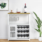 Meuble bar à vin Garvee, 3 niveaux avec casier à vin amovible pour cuisine et bar, 69 cm L x 35 cm P x 92 cm H, blanc, MDF robuste et fer