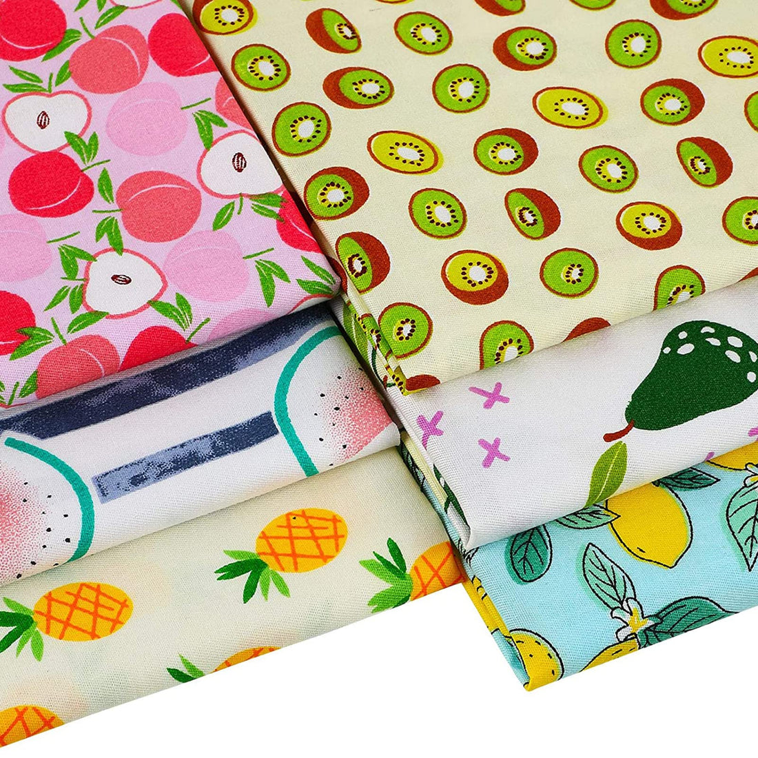 Garvee Lot de 12 pièces de tissu patchwork à motifs de fruits, en coton, pour la couture et les loisirs créatifs, usage polyvalent