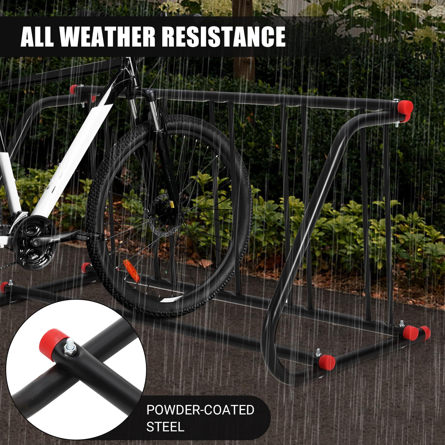 Support de vélo de sol Garvee pour 5 vélos, en métal résistant à la rouille, pour l'intérieur et l'extérieur, idéal pour les garages et les écoles, 100 % acier, gain de place.