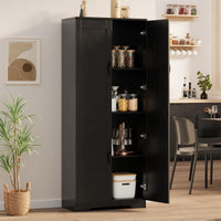 Garvee armoire de rangement haute 152 × 60 × 30 cm noire, 2 portes et étagères réglables