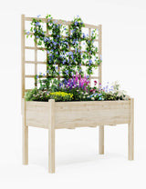 Garvee Jardinière surélevée avec treillis, en bois tous temps, grand format, pour balcon et jardin, ergonomique