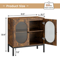 Garvee buffet avec façade en verre et étagère réglable, 80 cm, pour salon et cuisine, brun rustique
