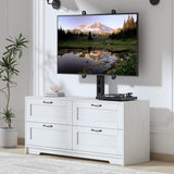 Garvee meuble TV moderne pour 32, 203 cm avec support réglable, 4 tiroirs en bois, console média blanche, salon ou chambre, gain de place - Blanc