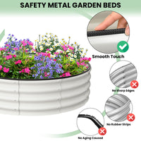 Jardinières surélevées Garvee, lot de 2, 120 x 120 x 30 cm, acier galvanisé, antirouille, rondes, blanches, pour jardin extérieur