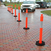 Poteau de délimitation Garvee 45 orange avec collerette réfléchissante pour la signalisation routière et les chantiers, résistant aux chocs, portable, en polyéthylène.