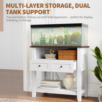Meuble pour aquarium Garvee 20-29 gallons avec station de charge, tiroirs magnétiques, bois, salon et bureau, 80 x 40 x 78 cm, marron