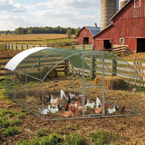 Garvee Grand Poulailler Métallique 399 cm avec Support Renforcé, Double Portes, Couverture Imperméable UV pour Jardin, Multifonction, Gris - Dôme avec nervures de renfort