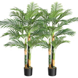 Palmier artificiel doré Garvee 1,5 m, résistant aux UV, en polyéthylène, feuilles ajustables, base stable, pour l'intérieur et l'extérieur, vert et or