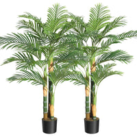 Palmier artificiel doré Garvee 1,5 m, résistant aux UV, en polyéthylène, feuilles ajustables, base stable, pour l'intérieur et l'extérieur, vert et or