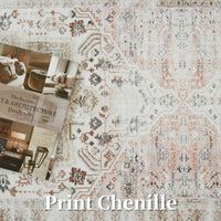 Tapis de salon persan GARVEE 160x230cm marron clair, ultra doux, lavable, ultra fin, motif floral, pour bureau et appartement