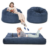 Garvee Pouf, 2 en 1, garni de mousse, revêtement en velours côtelé, bleu marine, pour salon et chambre, grand format, confortable - Marine