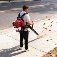Garvee Souffleur de Feuilles à Dos 2 Temps 52 cm³, 2,2 CV, Débit d’Air 22 m³/min, Vitesse 435 km/h, Plastique, pour Jardinage et Entretien Extérieur, Rouge et Noir