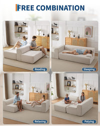 Canapé d'angle Garvee Cloud 108" avec méridienne - Canapé ultra-doux sans ossature, velours côtelé, blanc, salon, en forme de L