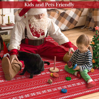 Garvee Jullöpare Matta For Hall - Décoration de Noël douce rouge, Maskintvättbar, Halkfri, 60x180 cm, Vita Blommönster, Köksmatta