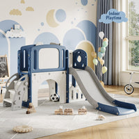 Toboggan Garvee 8 en 1 pour tout-petits, avec échelle et panier de basket, stable et sécurisé, en PEHD, pour le jardin et le salon, couleurs vives.