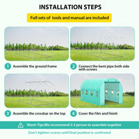Serre Garvee 2,1 × 4,5 × 2,1 m – Serre à structure métallique avec 2 portes et 8 fenêtres pour le jardin et l'extérieur