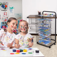Séchoir à tableaux Garvee 25 cubes, étagère métallique à roulettes pour ateliers d'art et salles de classe, 30,5 cm (P) x 43,2 cm (L) x 99 cm (H), en acier mobile