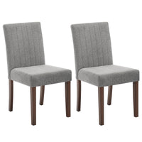 Chaises de salle à manger Garvee Parsons capitonnées avec revêtement en lin et pieds en bois pour la cuisine et le salon, rayures verticales grises