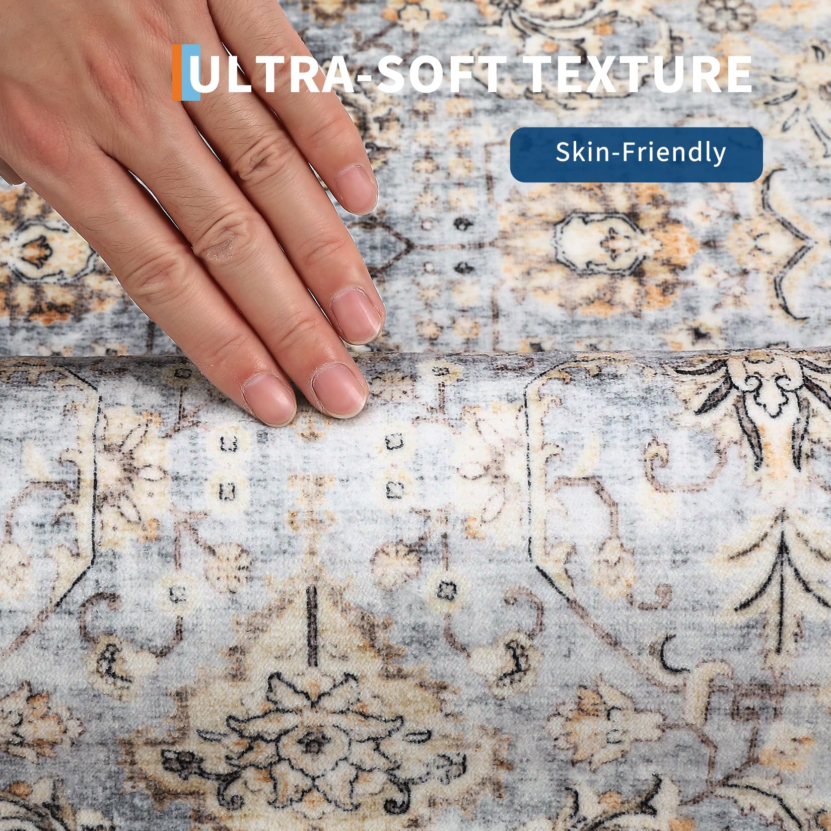 Tapis Garvee Pearl Fleece, 100 % polyester, pliable et lavable, pour salon et cuisine, 60 x 230 cm, bleu