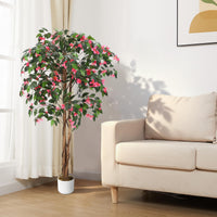 Garvee Bougainvillier Artificiel 160 cm, Arbre Décoratif avec Tronc en Bois Véritable et Fleurs en Polyester, Rose Fuchsia