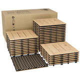 Garvee Lot de 33 Dalles de Terrasse Clipsables en Acacia Massif, Bois Naturel Résistant aux Intempéries et Antidérapant, Pose Facile pour Balcon et Jardin - Bois Naturel