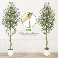 Garvee Olivier Artificiel 150 cm avec Pot Lesté en Ciment, Branches Ajustables, Décoration Intérieure pour Maison et Bureau