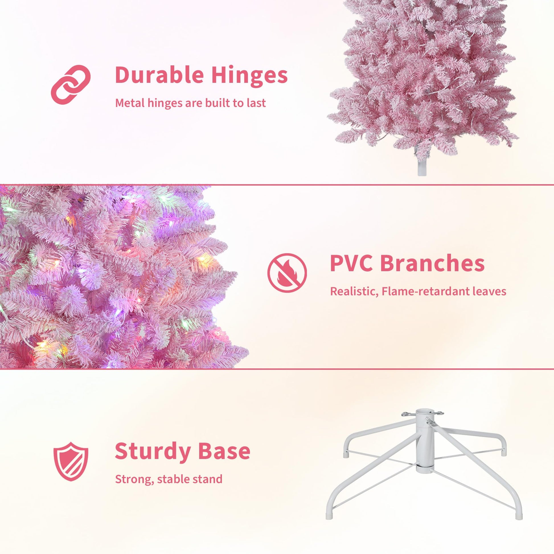 Sapin de Noël étroit Garvee de 140 cm avec 100 LED bicolores (blanc chaud et couleurs vives) pour la décoration du salon, de la maison, du bureau et des fêtes.