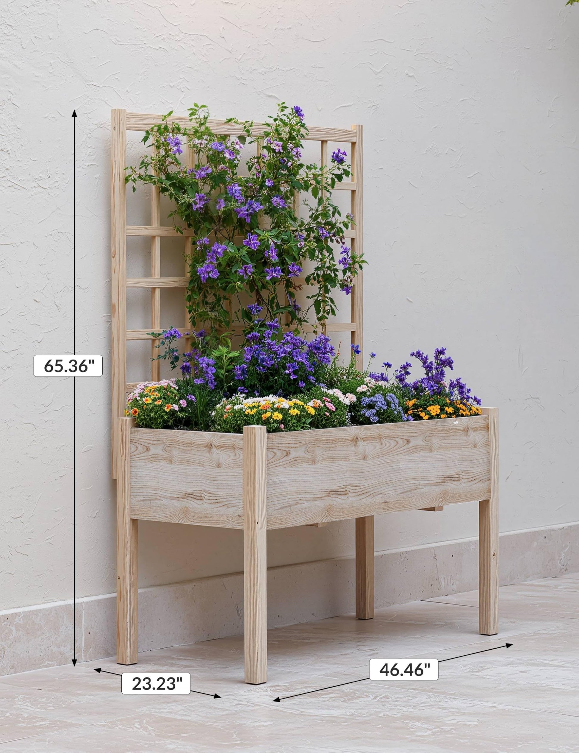 Jardinière surélevée Garvee avec treillis, en bois résistant aux intempéries, grand format, pour balcon et jardin, ergonomique