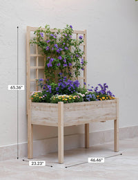 Jardinière surélevée Garvee avec treillis, en bois résistant aux intempéries, grand format, pour balcon et jardin, ergonomique