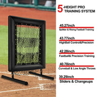 Filet de lancer de baseball Garvee à 9 trous, réglable, robuste, 7 plis, portable, pour l'entraînement au baseball et au softball, 50 x 75 cm, noir