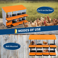 Nichoir à poules Garvee 8 trous 107×52×79 cm – Orange, pour 12 à 20 poules dans les grands poulaillers