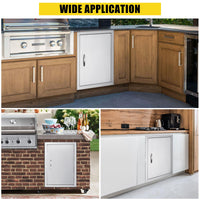 Porte d'accès pour barbecue Garvee 17 x 24 pouces, acier inoxydable 304, résistante aux intempéries, porte simple avec poignée encastrée et fermeture magnétique, station de grillade pour cuisine extérieure