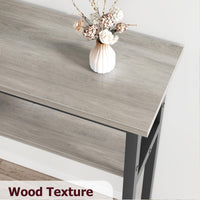 Console étroite GARVEE 180x23x100 cm, 2 étagères, espace de rangement, bois, extra longue, grise, pour entrée et salon