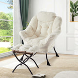 Garvee Fauteuil lounge avec ottoman, grand fauteuil lounge, repose-pieds rabattable, tissu confortable, structure acier robuste, salon et bureau, blanc - Blanc-B