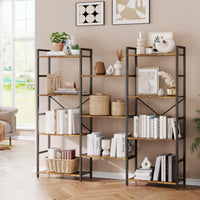 Garvee étagère industrielle à 4 niveaux avec structure en métal, grande étagère robuste pour salon et bureau, brun rustique, polyvalente