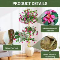 Bougainvillier artificiel rose Garvee de 1,8 m, réaliste et facile d'entretien, en soie, pour une utilisation intérieure et extérieure, léger et polyvalent
