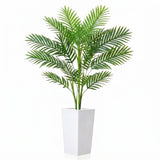 Garvee palmier areca artificiel 127 cm, polyester flexible, sans entretien, pot blanc haut, pour salon, bureau ou intérieur, vert - vert