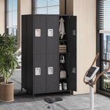 Garvee casier métallique à 6 portes pour employés, robuste, ventilé, double compartiment, pour bureaux et salles de sport, 183 cm (H) × 40 cm (L) × 90 cm (P), revêtement en poudre