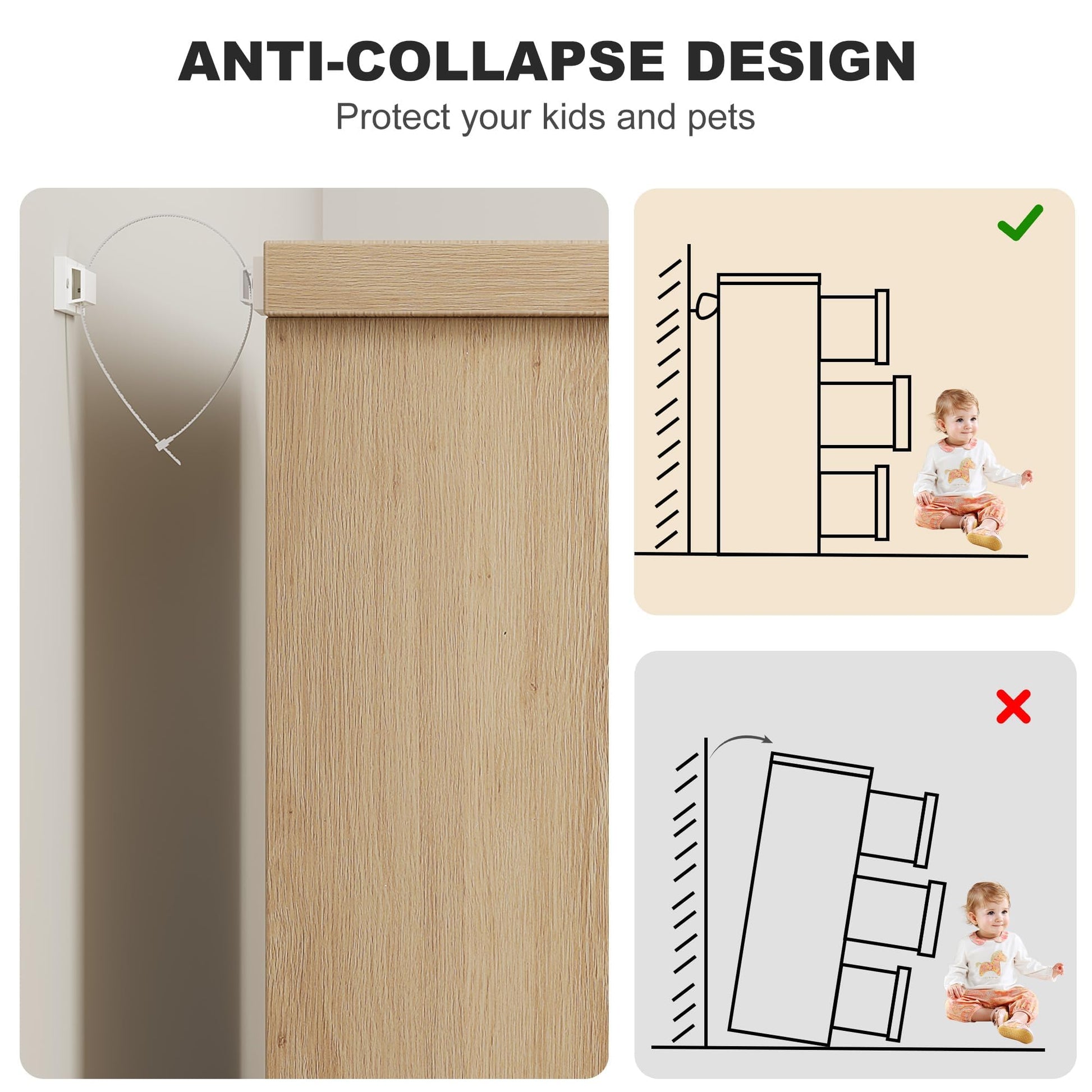 Commode moderne en bois Garvee à 6 tiroirs avec poignées encastrées pour chambre et salon, robuste et polyvalente