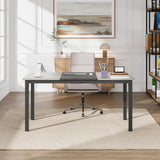 Garvee bureau informatique 160 cm, cadre métallique robuste, plateau MDF, noir et gris, bureau à domicile - Noir et gris