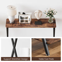 Console étroite Garvee, style campagnard, structure en bois et métal en forme de X, idéale pour le salon et l'entrée. Dimensions : 80 cm (L) x 30 cm (l) x 81 cm (H), noire.