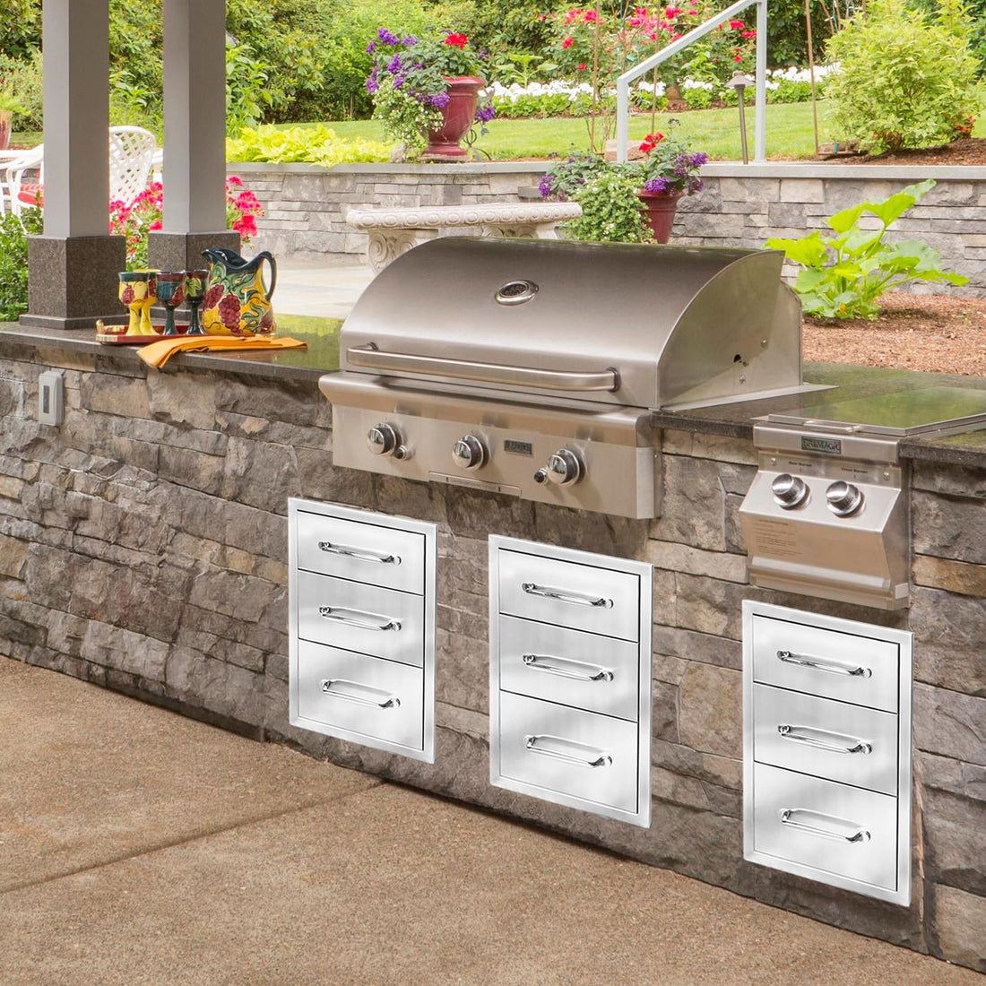 Tiroirs de cuisine extérieure Garvee en acier inoxydable – 35,6 cm L x 52 cm H x 58,4 cm P, parfaits pour les espaces barbecue et les cuisines extérieures