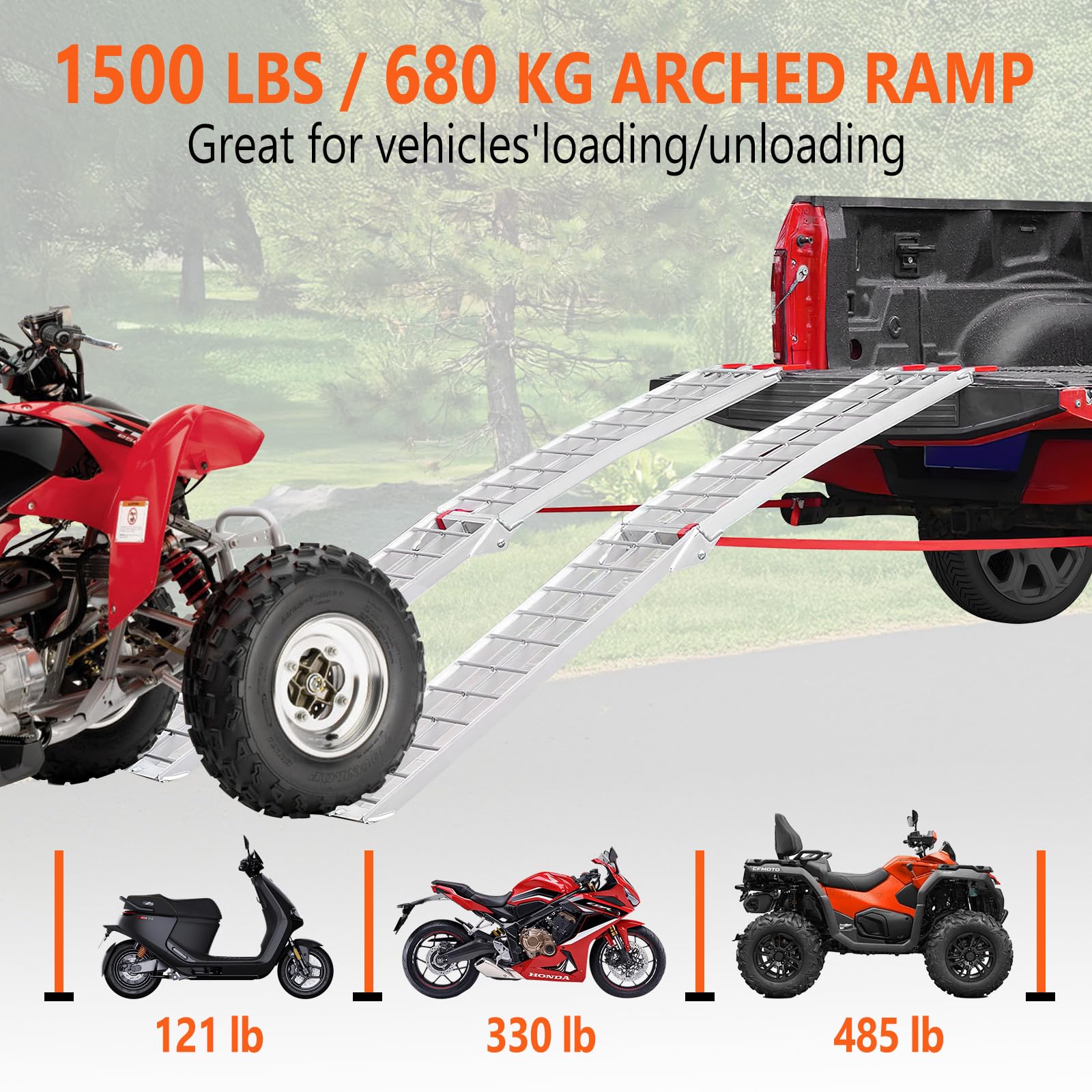 Rampes de chargement en aluminium Garvee, lot de 2, capacité de charge de 2722 kg (6000 lb), pour camions et VUS, 152 x 30,5 cm (60 x 12 po), légères et résistantes à la corrosion.