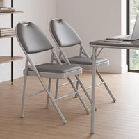 Ensemble de 2 chaises pliantes Garvee en similicuir, rembourrées, pliables, en métal, pour le bureau et le camping, pieds antidérapants, empilables