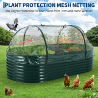 Jardinière surélevée en métal renforcé Garvee avec filet de protection anti-oiseaux pour jardin et terrasse, en acier galvanisé, gants et housse en PVC inclus, résistante aux intempéries