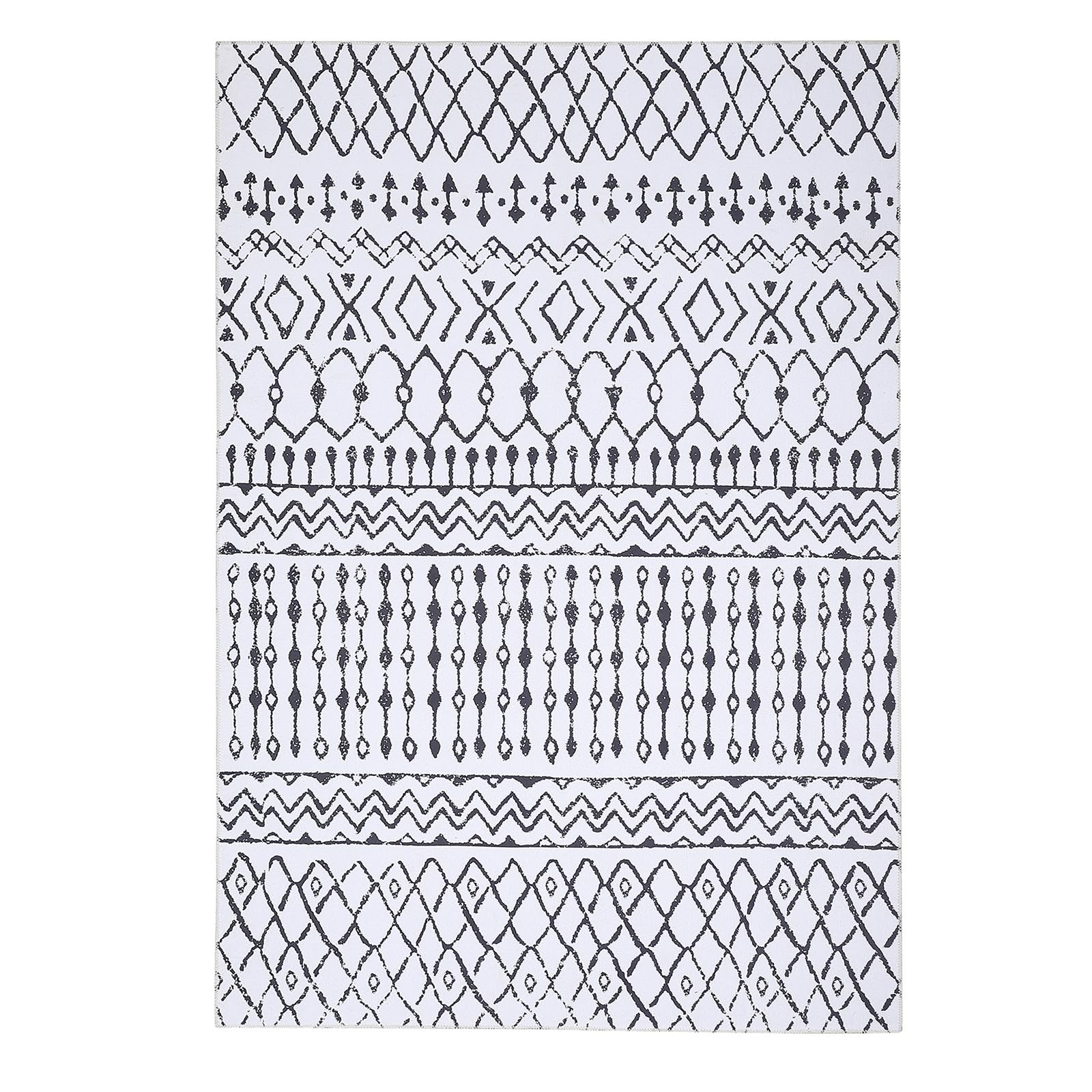 Tapis Garvee Boho imperméable, antidérapant et lavable à poils courts, motif losanges bohème, idéal pour le salon, la chambre ou la salle à manger. Motif losanges bohème.