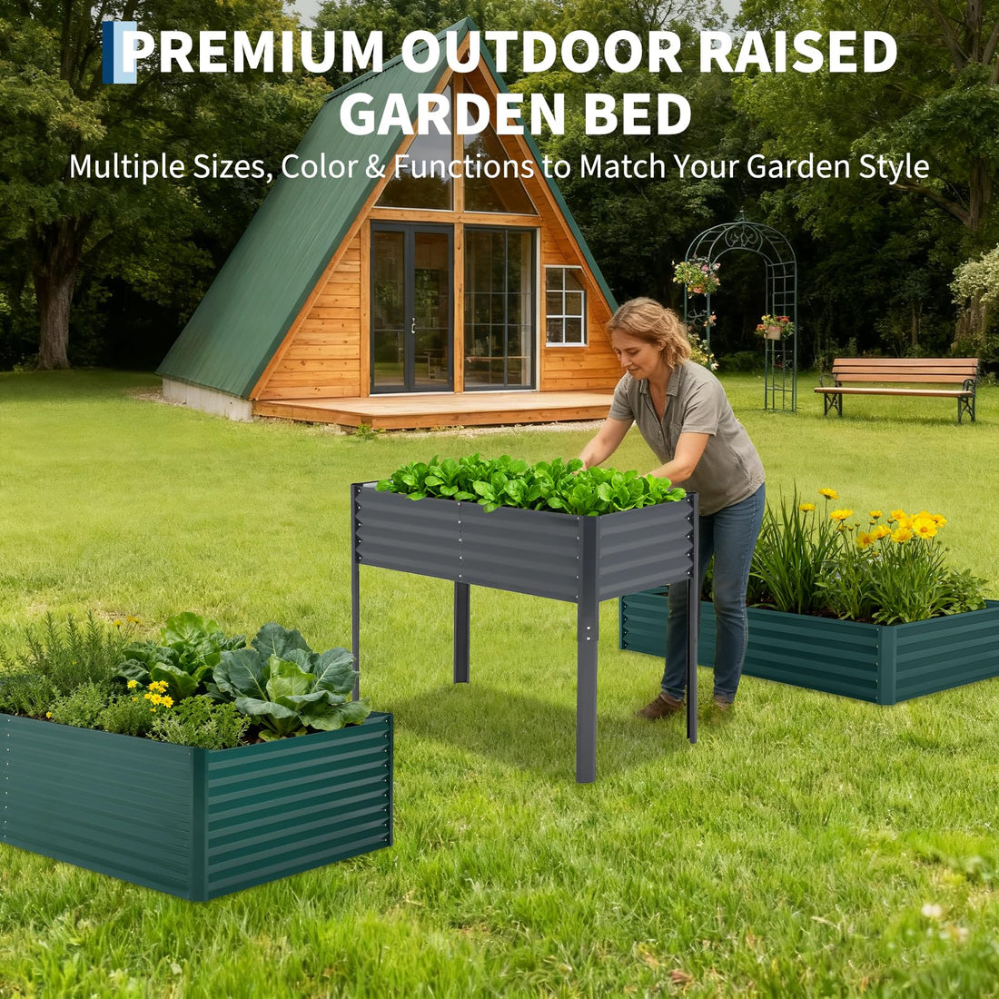 Jardinière surélevée en métal Garvee avec couvercle pour légumes et fleurs, bac à fleurs polyvalent pour terrasse et jardin, résistant à la corrosion et aux intempéries
