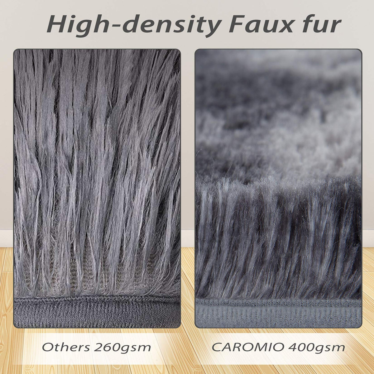 Tapis Garvee extra large 2,44 m x 3,05 m à poils longs et moelleux, idéal pour la chambre, le salon ou la chambre d'enfant, gris foncé