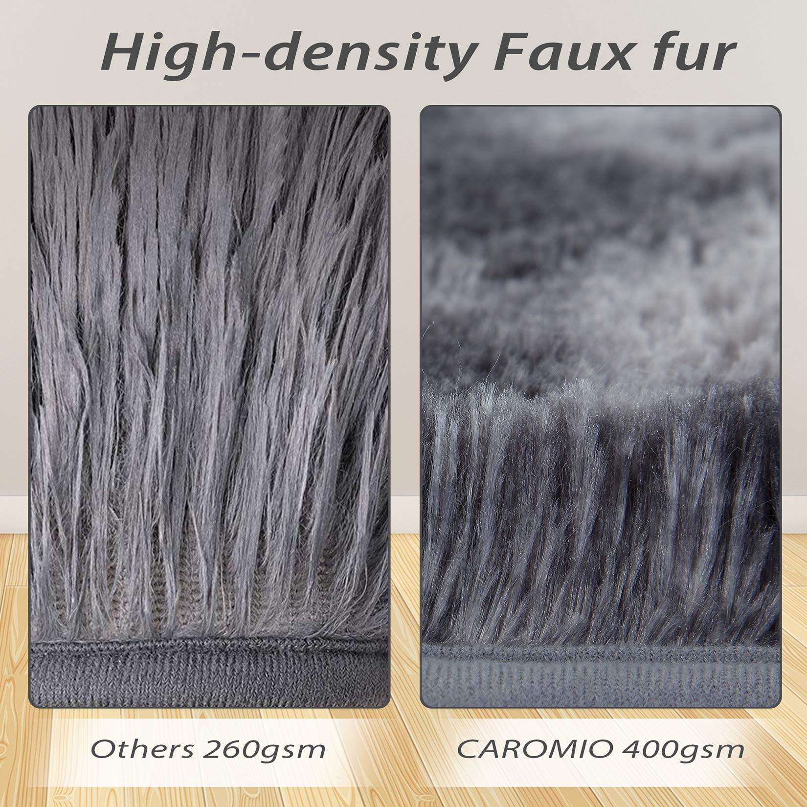 Tapis Garvee extra large 274 x 366 cm (9' x 12') en velours moelleux 4 cm d'épaisseur, polyester gris foncé, pour chambre d'enfant